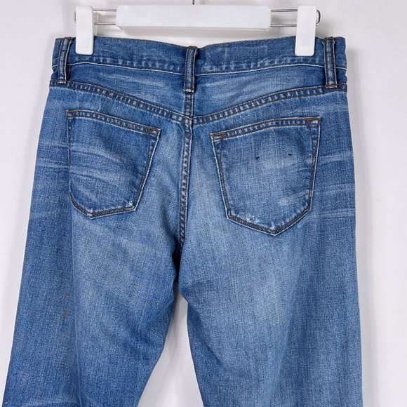 J Crew Slim Mid Rise Broken In Boyfriend Jeans Light Blue Distressed Jeans Sz 26 - Picture 6 of 12